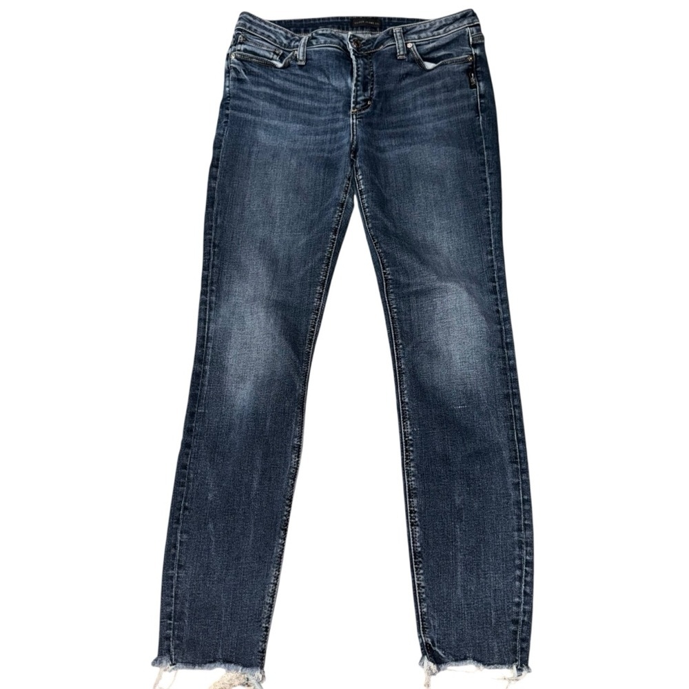 WOMENS Silver Jeans Most Wanted Skinny 30x29 Dark Wash Raw Hem Stretch